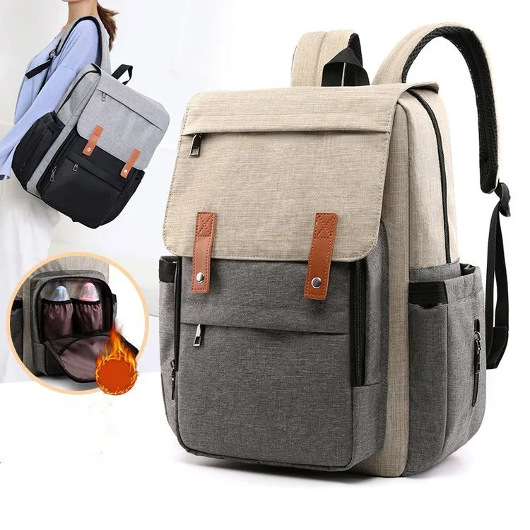 Stitching mother and baby backpack multifunctional large capacity diaper bag fashion mommy backpack
