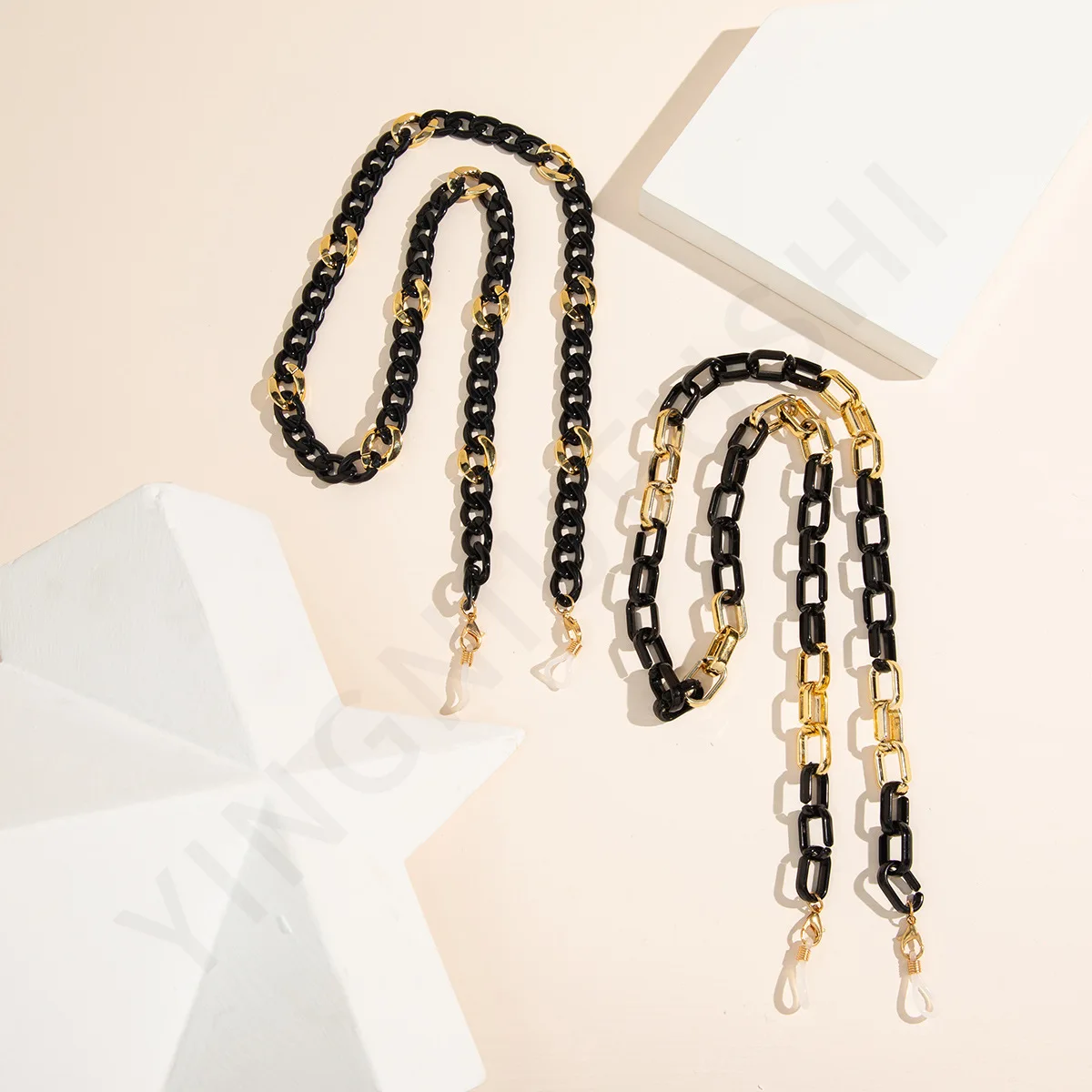 Цепочки для защиты очков от потери мужские и женские шнурок с черной акриловой пряжкой держатель