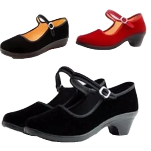
Black flat bag mail children dance with high heel show employs old Beijing cloth shoes for girls 