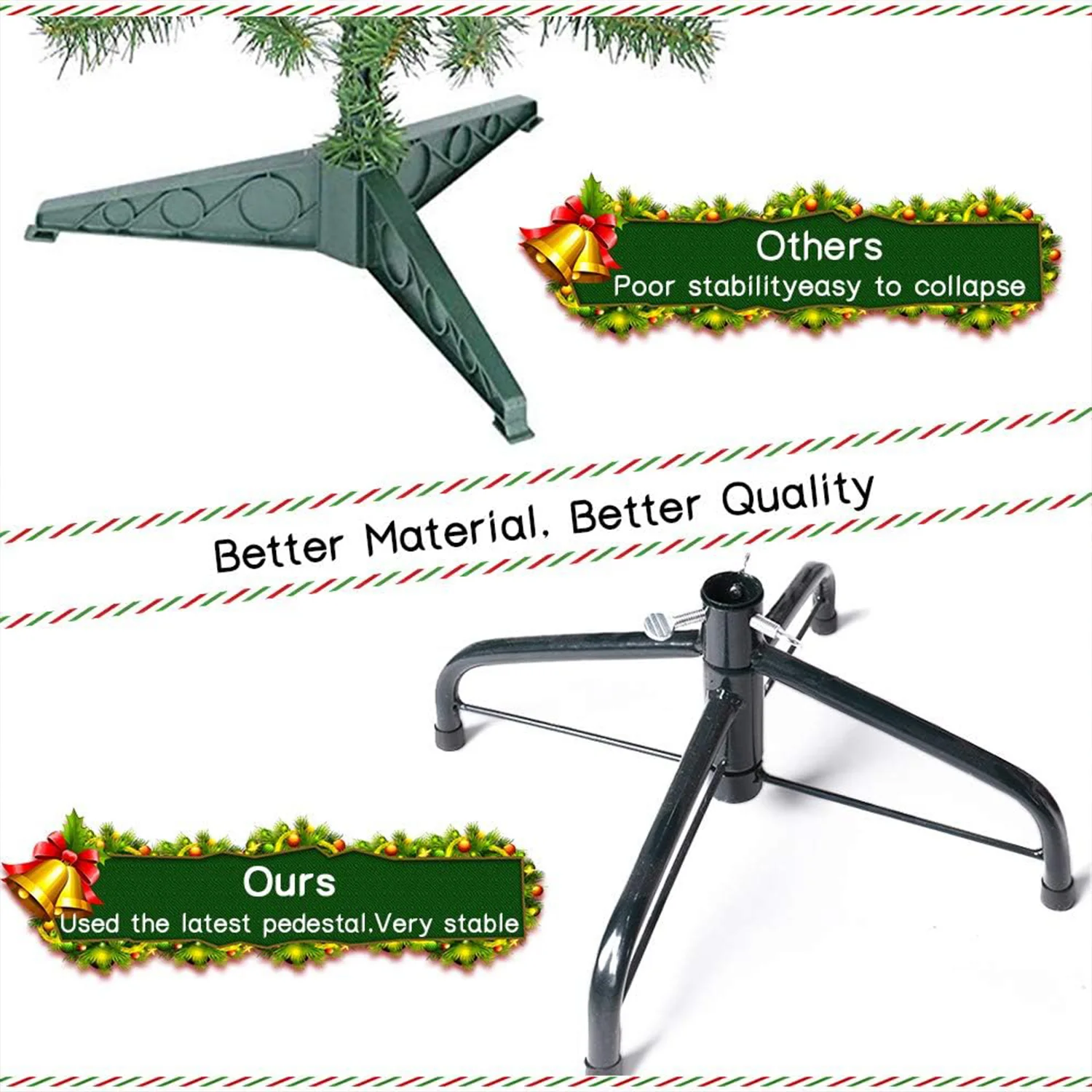 Artificial Holiday Pin Tree with Solid Foldable Metal Stand 6FT Christmas Tree