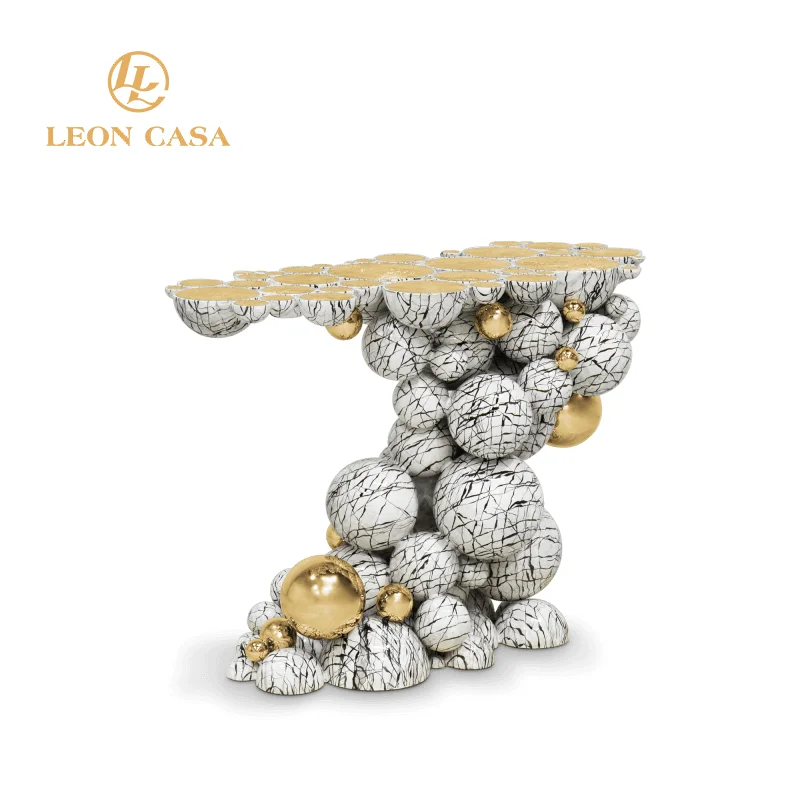 Luxury Modern High Stainless Steel White Golden Console Table Factory Price Customization Luxury Living Room Console Table