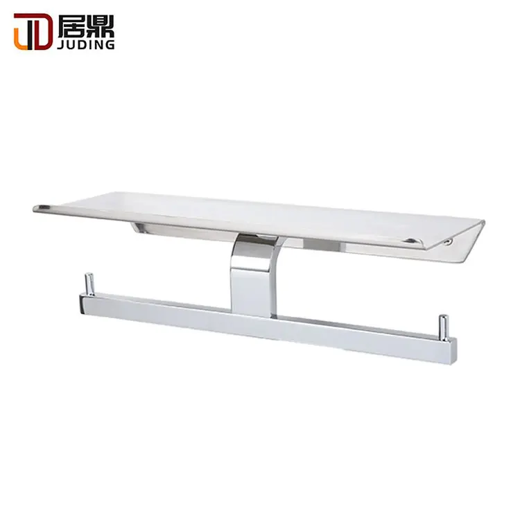 Современный домашний алюминиевый настенный двойной держатель для туалетной бумаги с полкой