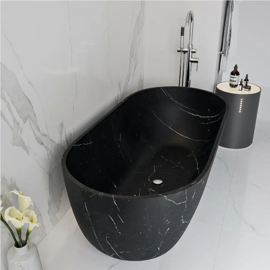 Top Luxury Natural Stone Tub Unique Handmade Black Marble Bathtub For Bath (1600356601321)