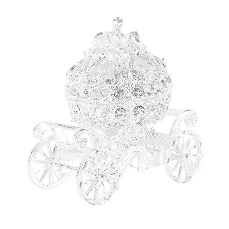 Creative European Alloy Enamel Color Inlaid Diamond Home Decoration Box, Metal Handicraft Decoration Jewelry Box, Pumpkin Car Ac