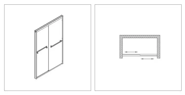 Hotel Sliding Shower Doors Bathroom Enclosure Home Villa Black Aluminum Shower Enclosure Sliding 8mm Glass Shower Door Screen