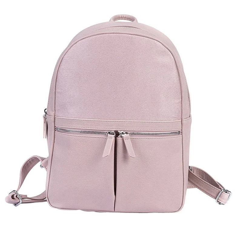 Hot Sale Women Backpack College Bag Pink Female Portable Pu Leather Backpack Metal Zipper 190T Fashion Travel for Women Optional
