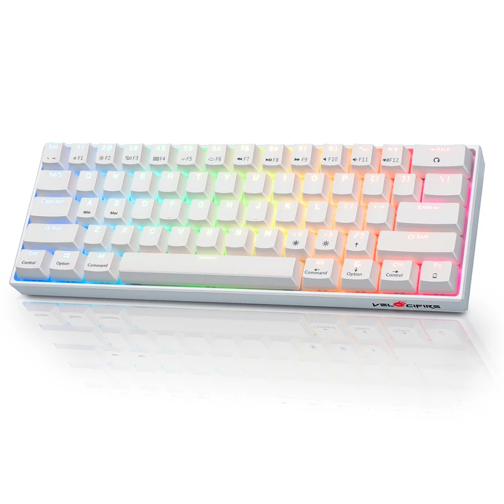 Velocifire Wireless Wired 60% Mechanical Keyboard 61 Keys Mechanical Gaming Keyboard RGB