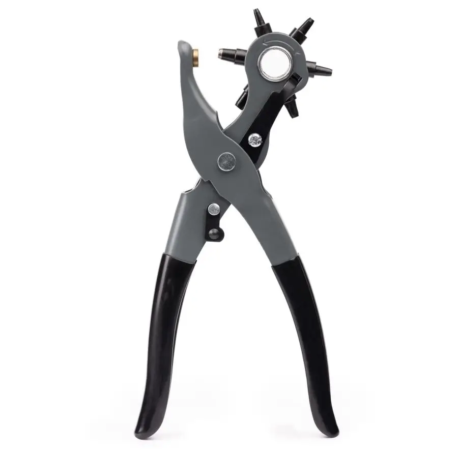 Leather Hole Punch Heavy Duty Hole Punch Belt Hole Puncher Kit with 6 Spare Punch Heads