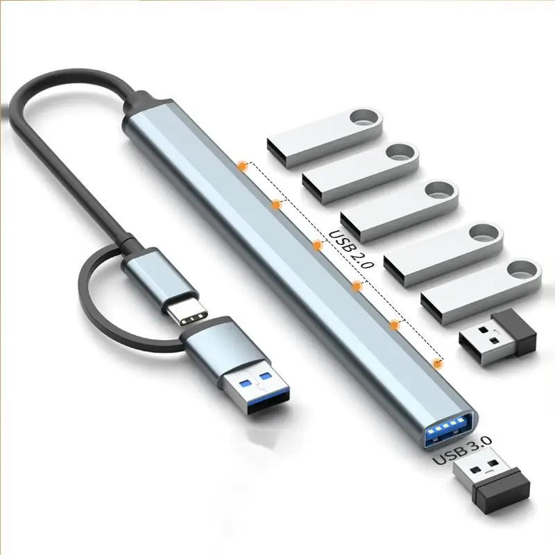 Type-C to 7 port usb hub Aluminum alloy four-port USB cable splitter Usb3.0 type c hub Usb c hub