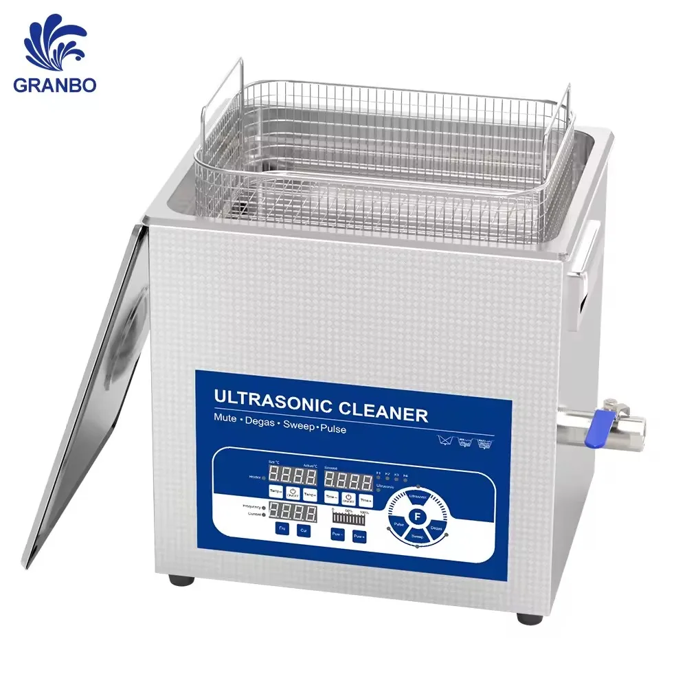 GRANBO 28/40/68/120Khz 10L Lab Ultrasonic Cleaner Machine with Mute Sweep Pulse Degas Timer Heater Power Function Washing Bath