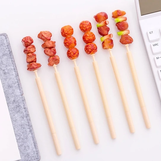 Unique Design Funny Cute Simulated Barbecue Plastic Ballpoint Pen Slim Comfortable Grip Creative Craft Styling Ball Pen