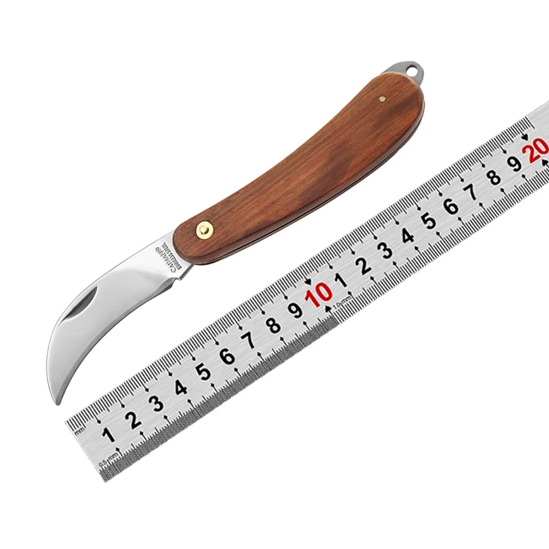 wood Handle Gander Grafting Knife Mushroom Knife High Quality Stainless Steel Blade Wooden Knife
