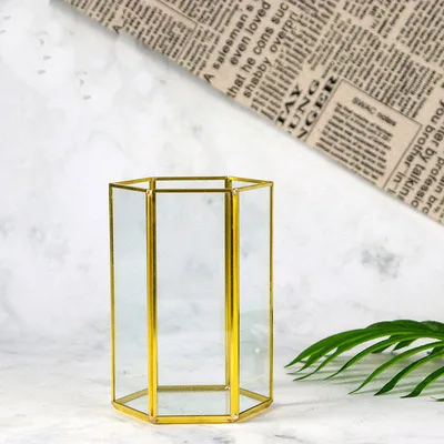 Wholesale multi function vase lantern in metal and glass for flowers candles wedding table lamp centerpieces