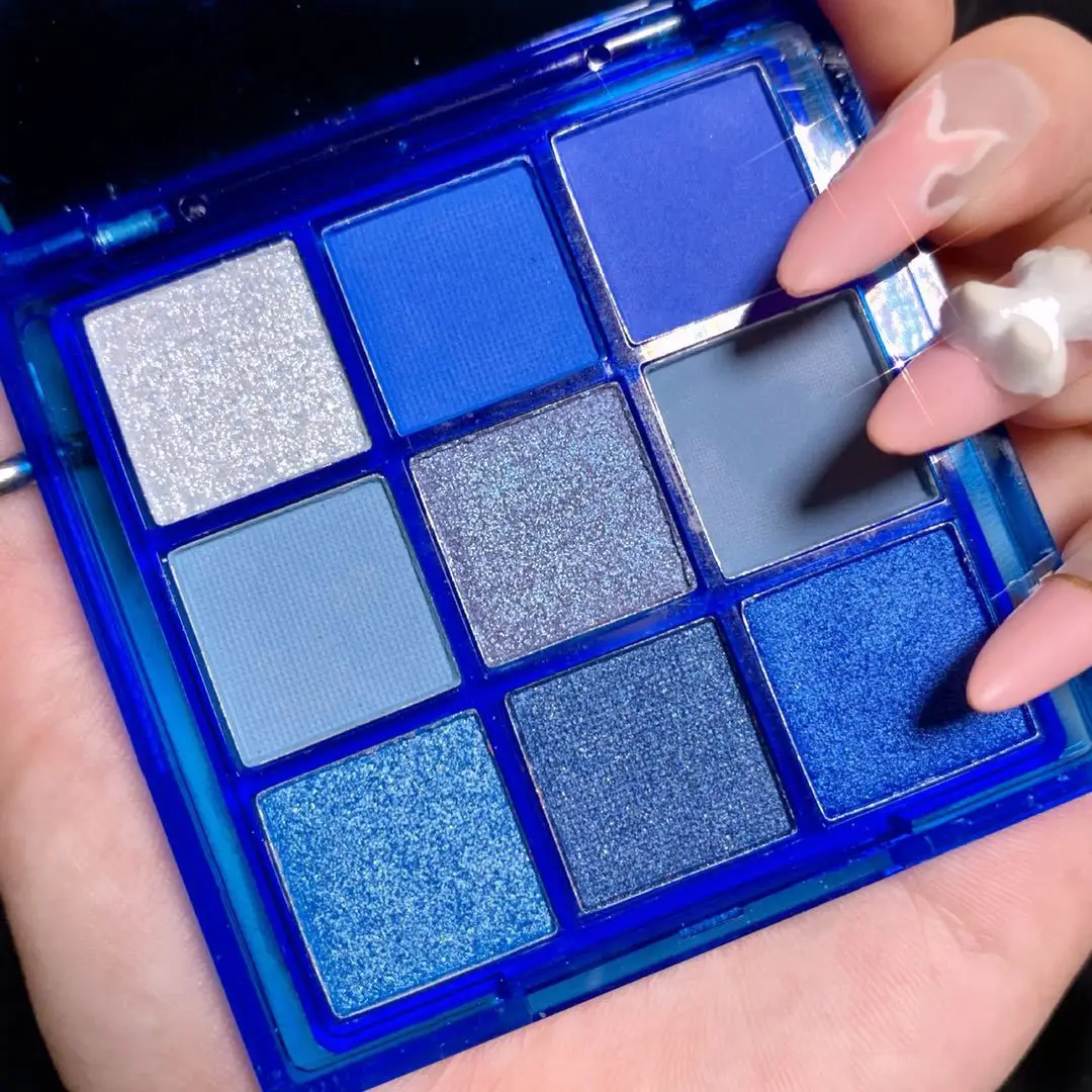 Go H 9 Style Shimmer Design Waterproof Cool Smokey Matte Pearl Eye Blue Eyeshadow Palette