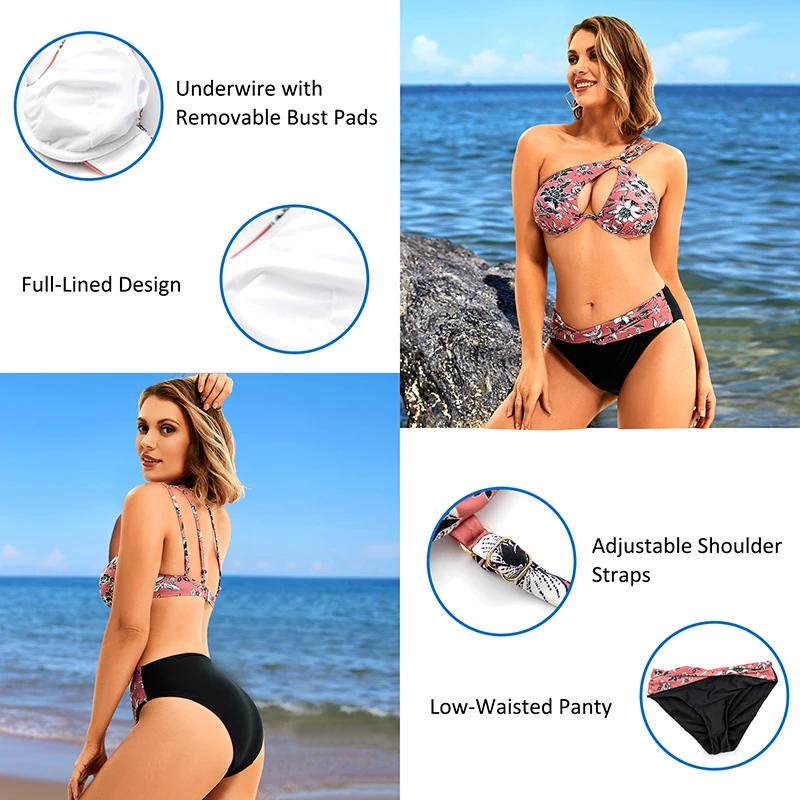 wholesale removable pads beautiful swimsuits bikini transparent daisy-pink plus size swimwear bikini for fat women