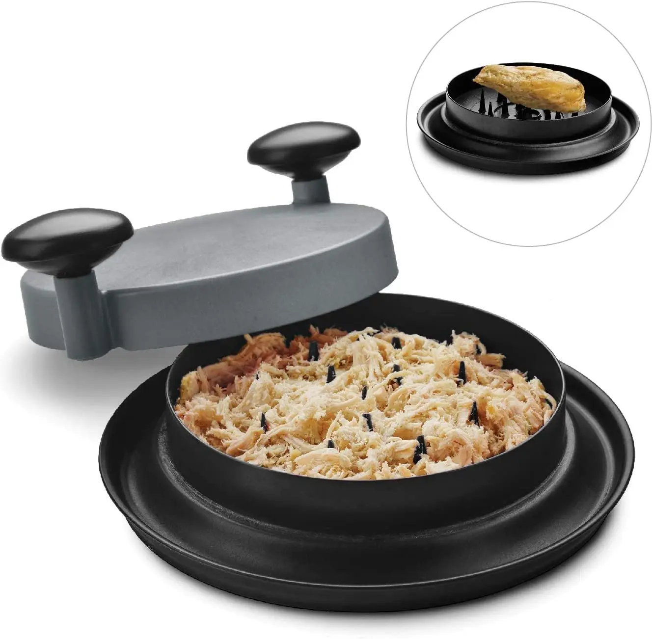 Amazon Горячая продажа кухонные куриное мясо измельчитель инструмент с ручками и Нескользящие база для карнитас красного мяса говядины курицы