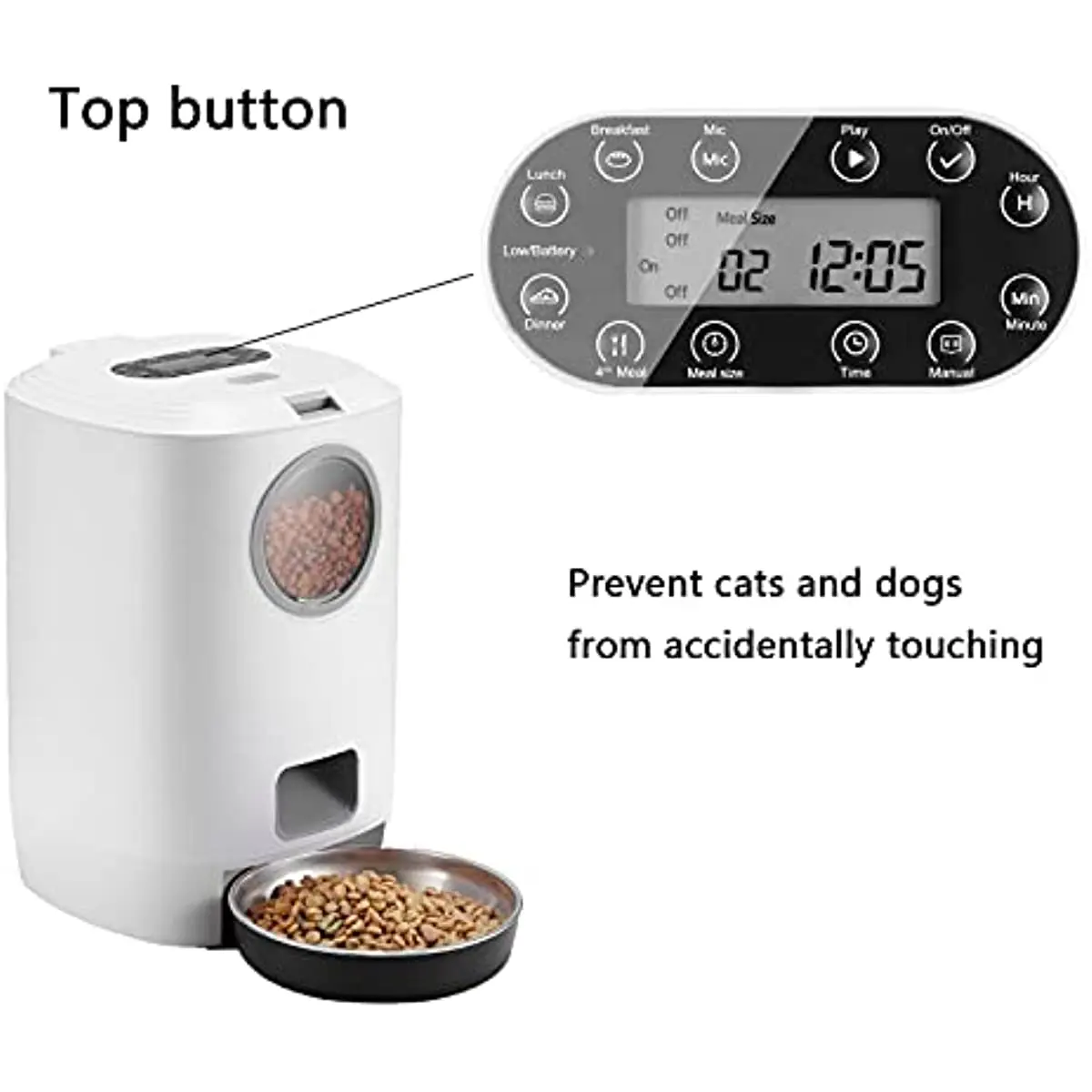 4.5L Smart Pet Feeder With Vsible Windows Smart Pet Feeder for Cat and Dogs Auto 4 Meals Feeding Button Control Dog Feeder