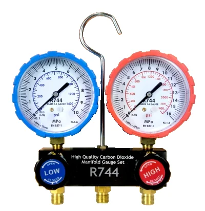 R744 CO2 Manifold gauge set with recycling Aluminum Valve connection 1/4  Refrigerant Charging Tool Leak Detection Tool Kit
