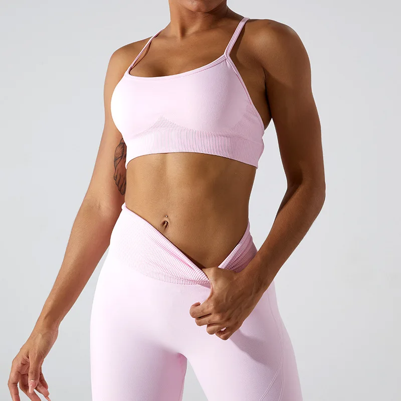 Best Fashion Open Back Crop Top Gym Wear Woman Bra Manufacturer Crisscross Gym Fitness Workout Bra For Women Custom Logo Sport