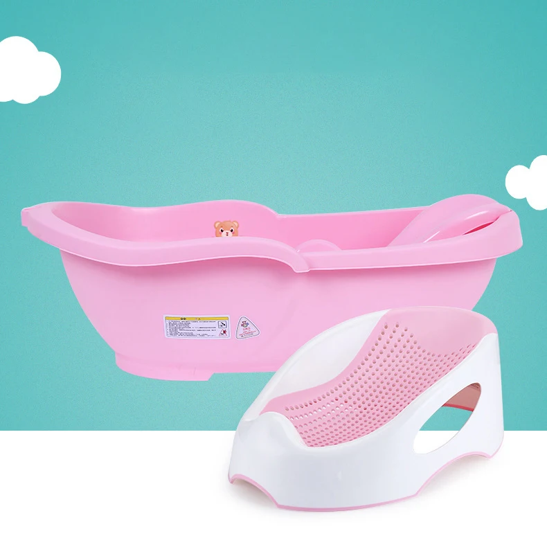 Hot Selling Newborn Baby Bath Seat Support Rack Soft Plastic Tubs General Bath Barrel With Anti-slip Base