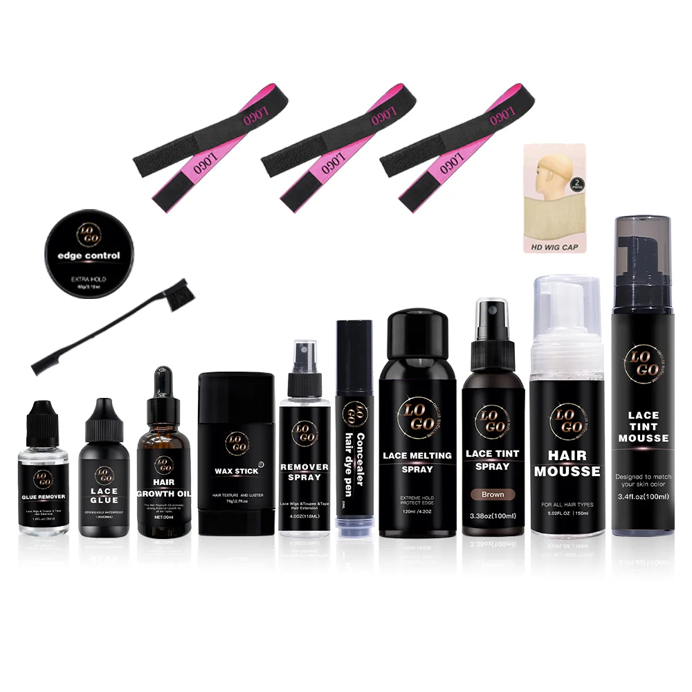 Custom Lace Glue Wax Stick Glue Remover Lace Tint Spray Lace Wig Install Complete Making Install Wig Installation Kit