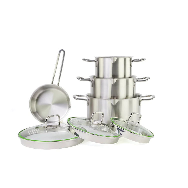 Axa-Induction Stainless Steel Cookware Kitchen Glass Lids Pot Pan Dinning Set