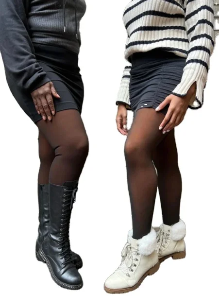 Plus Size Fleece Lined Thermal Winter Pantyhose Tights Thick Sheer Velvet Stockings Warm Tights for Women