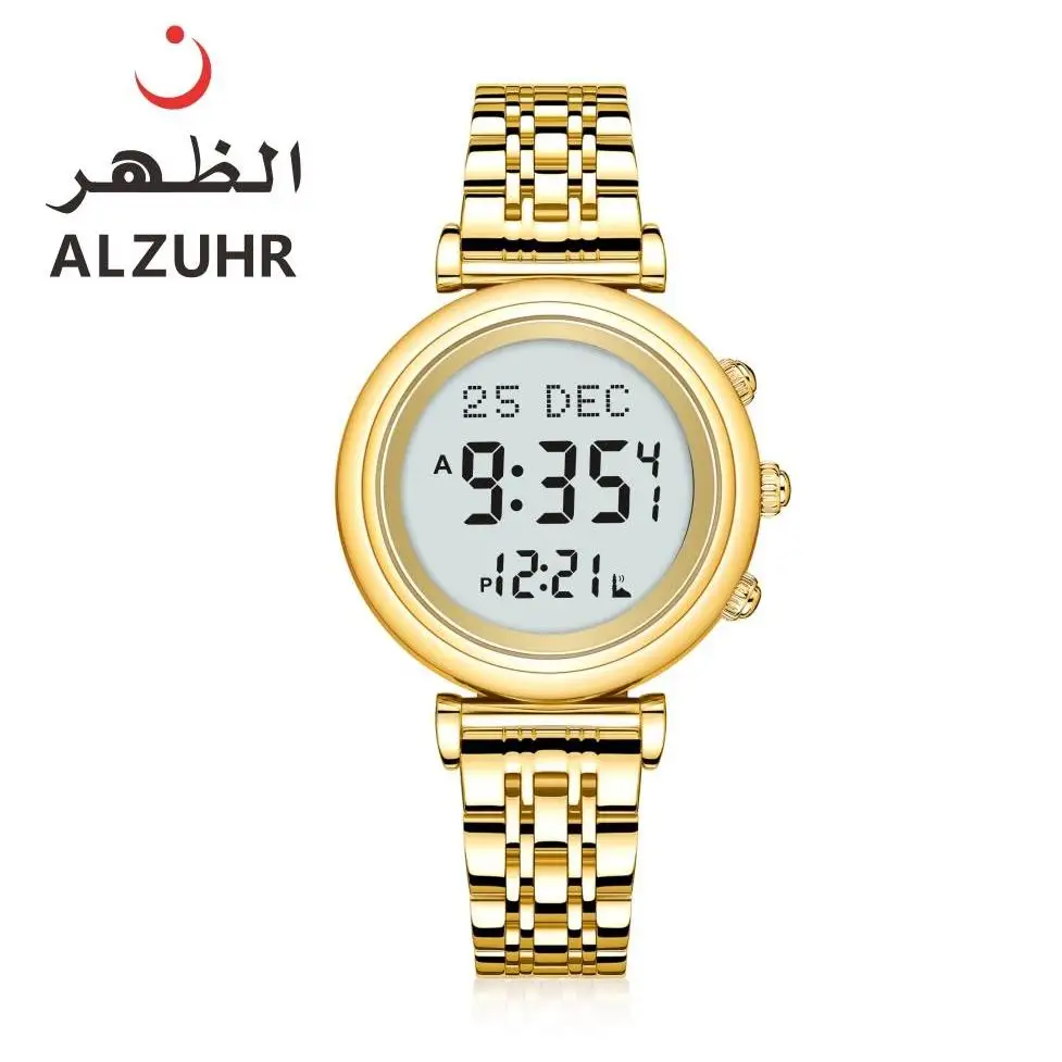 Al Fajr Azan Digital Ladies Islamic Watch Muslim Prayer Time Azan Qibla Black Color Relojes Watches ALZUHR506