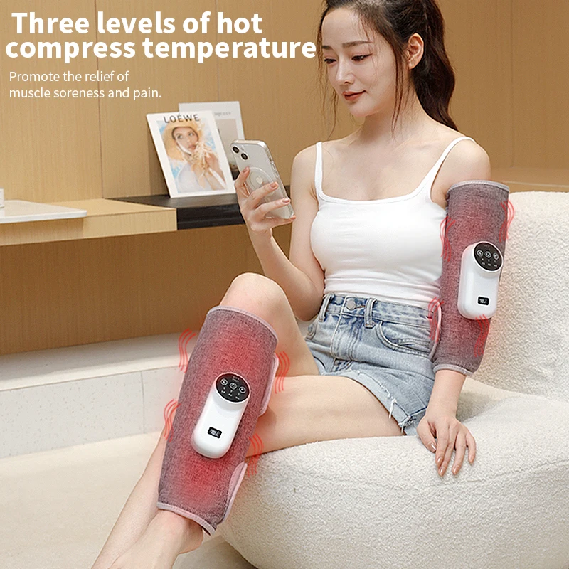 Cordless air compression calf massager with heat hot compress help Blood Circulation Electric Leg Calves Foot care Massage