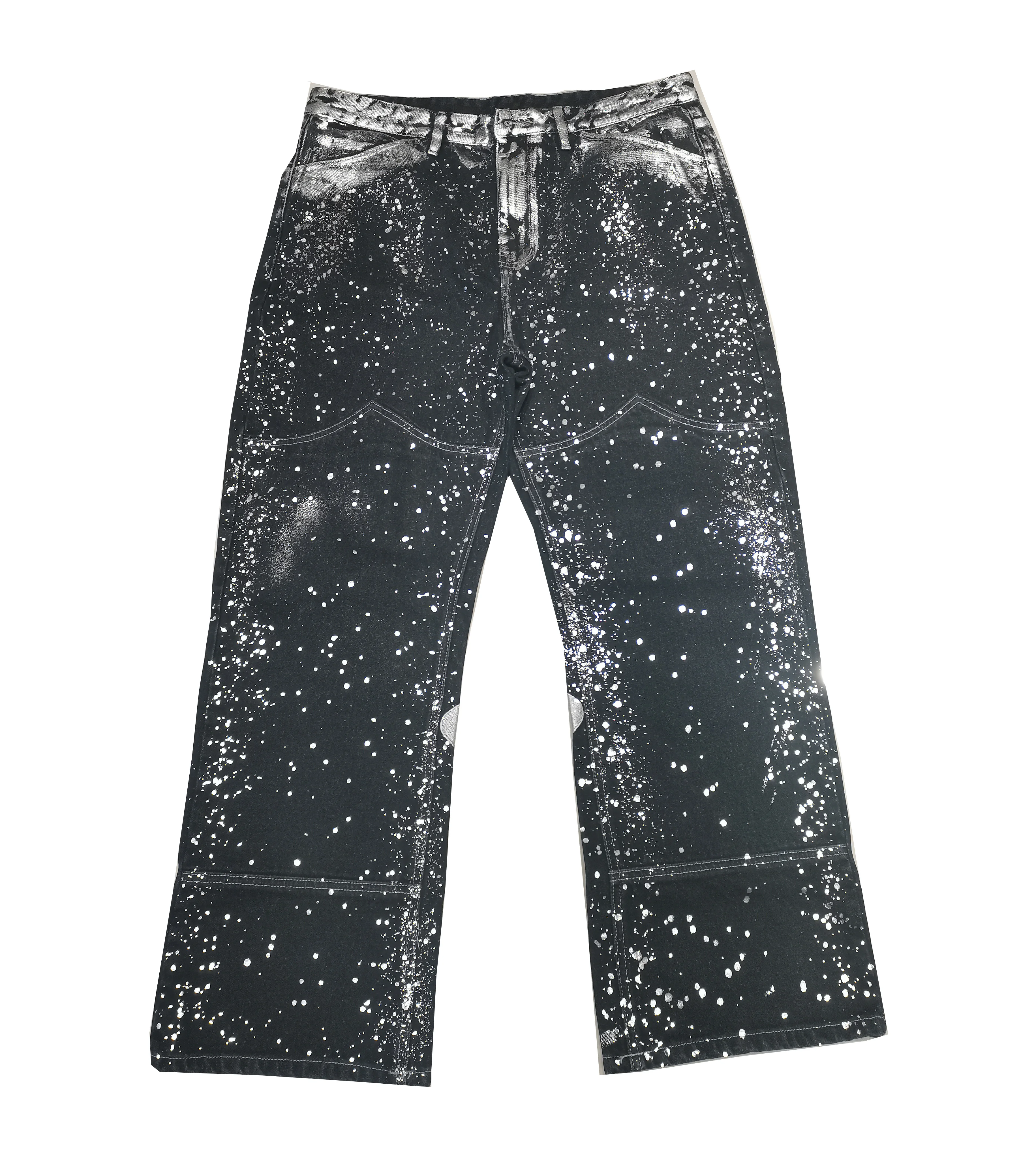 Custom crumpled hand wax luxury denim jeans men