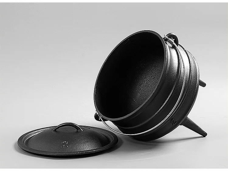 Cast Iron Cookware / South Africa Big Soup Pots Camping Cauldron Pot Three Legs Potjie Pot Dutch Oven for Outdoor Cooking