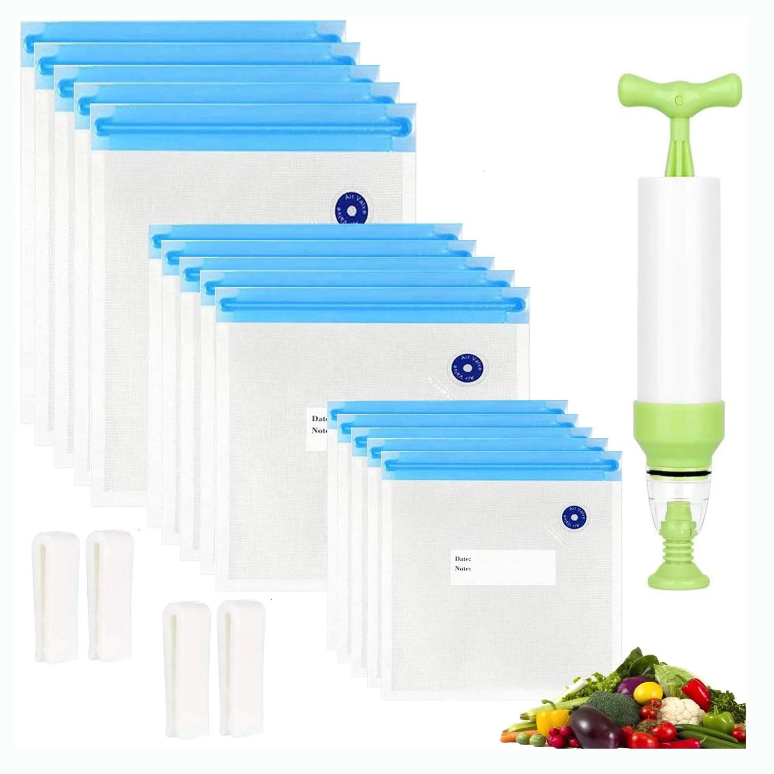 Sous Vide Bags Large With Zipper Valve Vacuum Pump & Sous Vide Cooker Accessories Embossed Vacuum Seal Food Bags