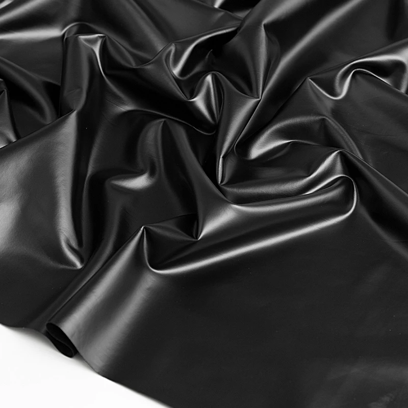 High stretch knitted leather fabric matte lambskin four-way stretch PU leather pants garment fabric
