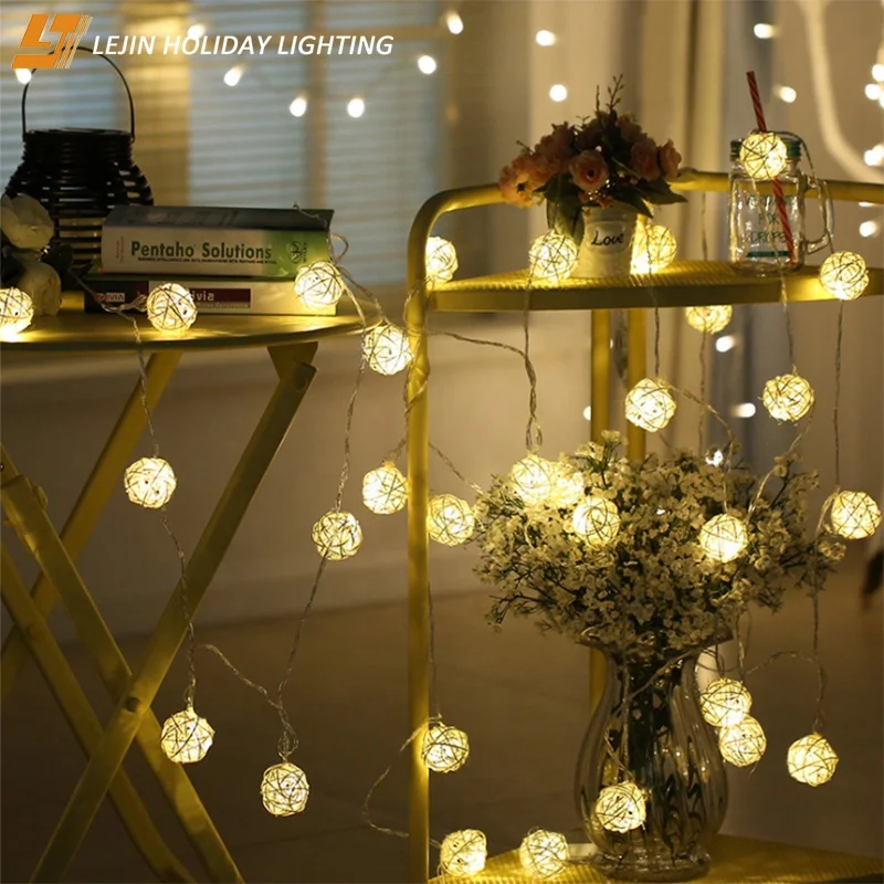 Wedding decoration Rattan Ball LED String Lights