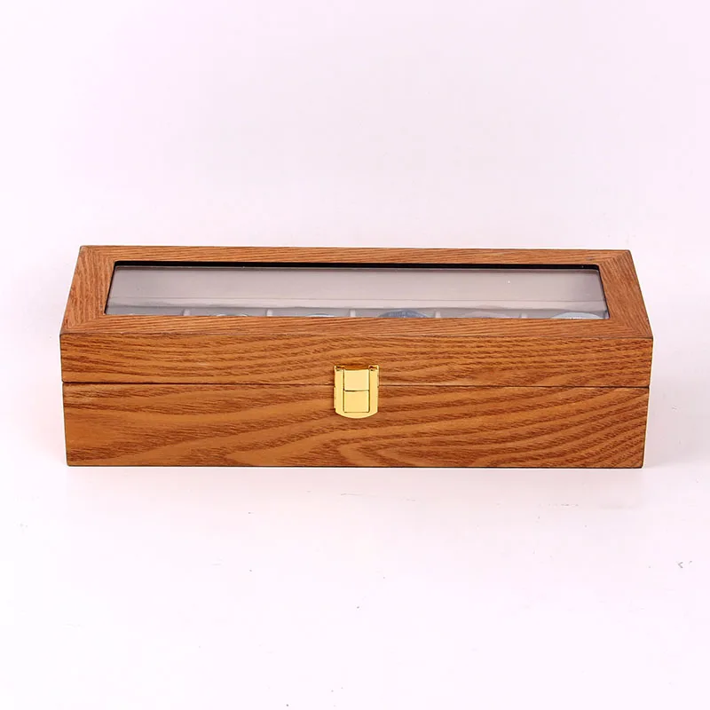 
6 Slots Willow Wood Color MDF Watch Packaging Box Luxury Watch Boxes Cases 
