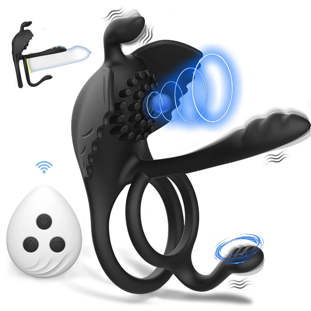 Cross border explosive swan lock ring wireless remote adult sex toys double motor vibration penis massage masturbation device