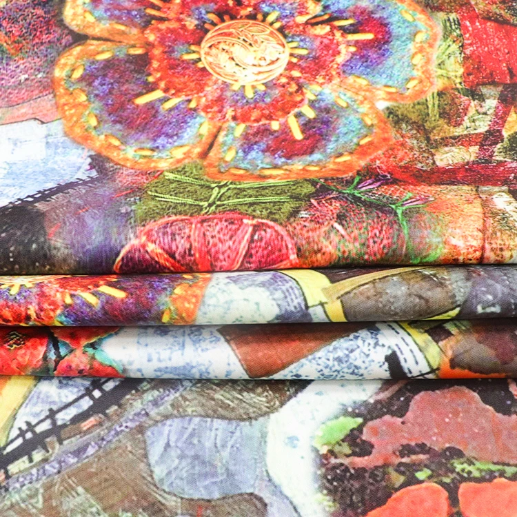 Viscose Printed Design Woven Dress Textile Rayon Crepe Fabric