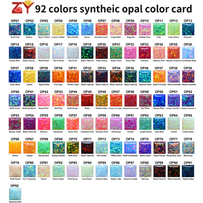 2024 Hot sale 92color flat back opal 2mm-13mm diy colorful stick accessory synthetic opal oval