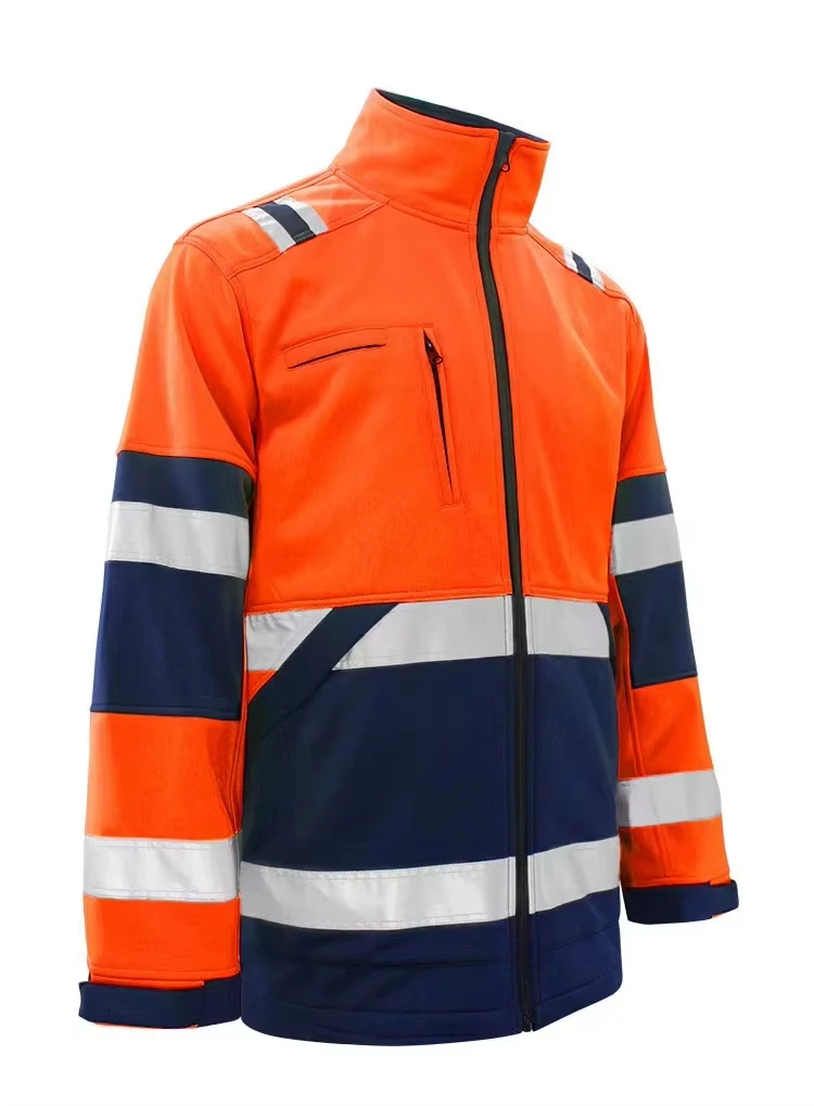 Winter outdoor windproof jacket with reflective stripes customized logo plush and thick hoodie jacket
