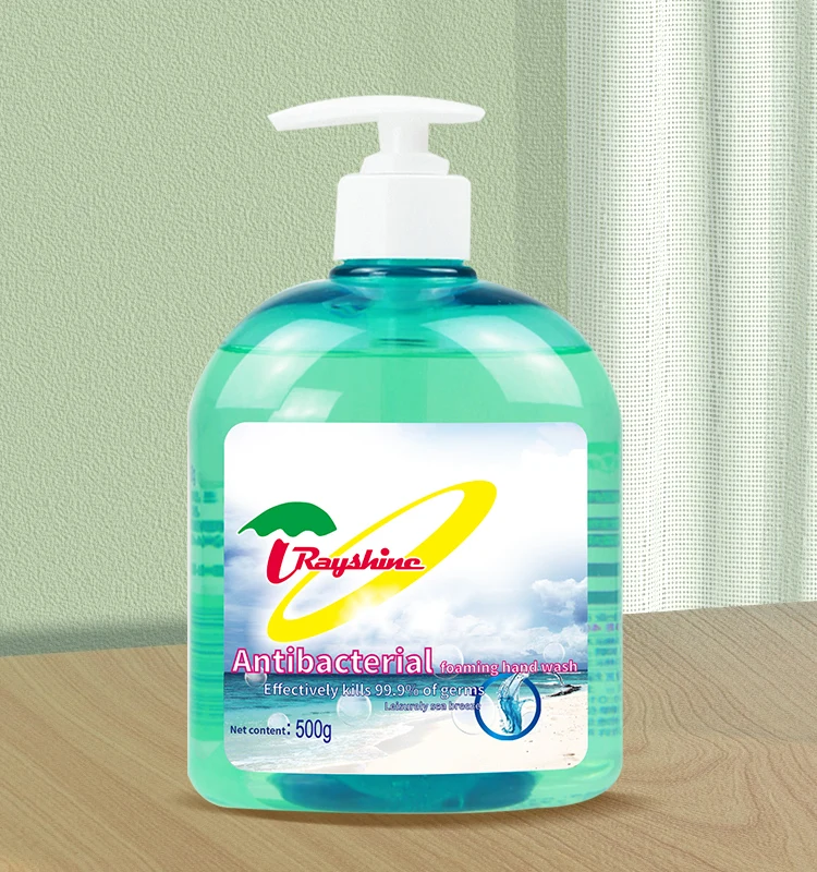 Rayshine Wholesale Custom Private Brand  eco-friendly Ocean fragrance Liaquid Soap for hand washing with Pump Head 500G