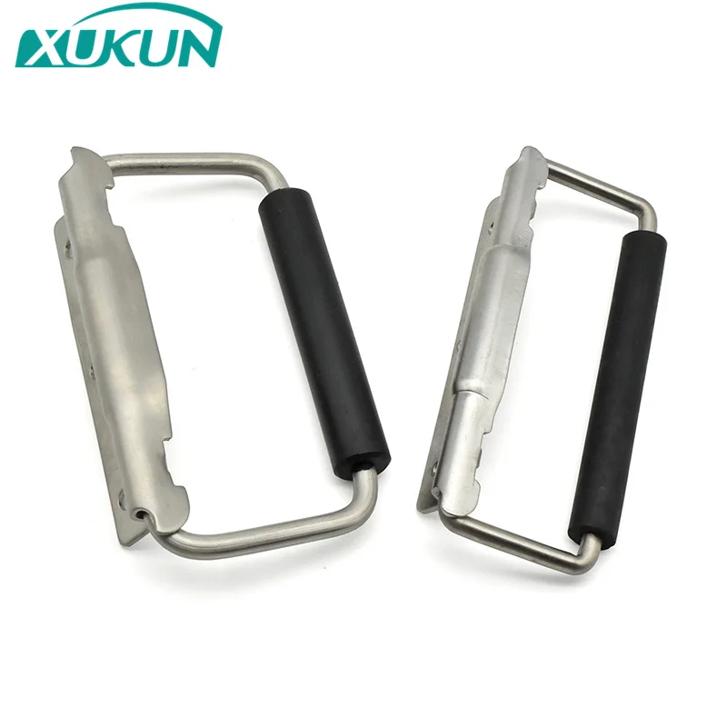 XK606 Industrial Handle Carbon steel rubber spring rebound handle 90 degree folding handle for cabint/toolbox