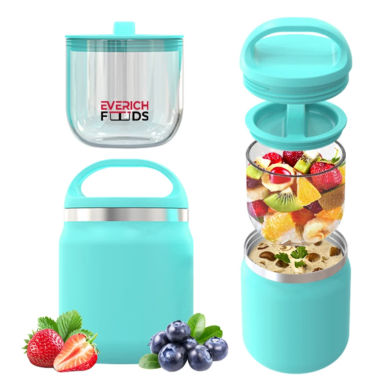 2023 ODM New Mold 16 oz Food jar with 14 oz container,wide mouth round stainless steel lunch box for school office