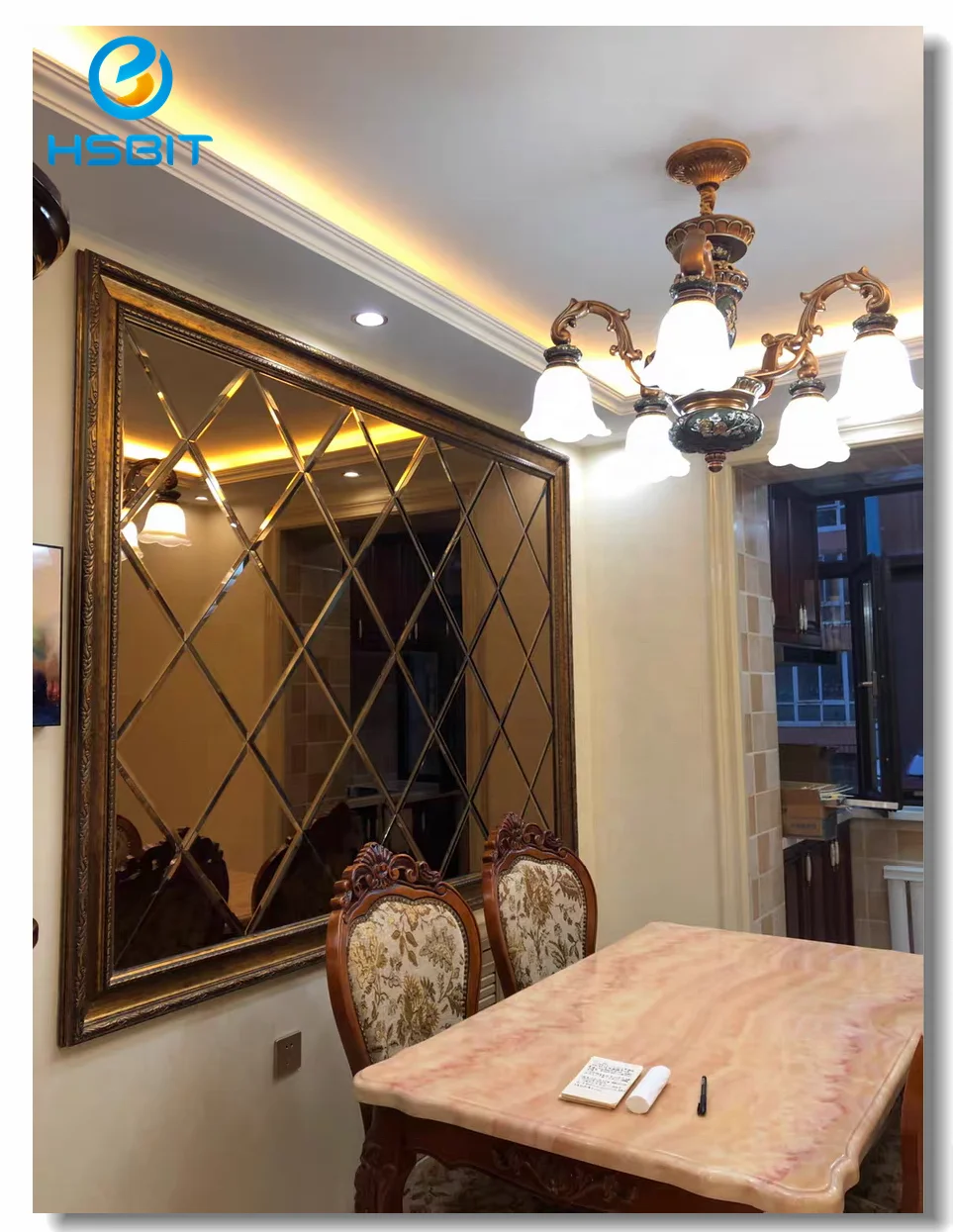 Crystal Glass Mosaic Tile Beveled Adhesive Glass Mirror Mosaic Tile For Decorative Diamond Spell Mirror Wall Mirror