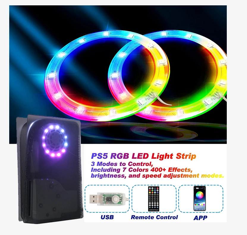Светодиодная лента для украшения вашей игровой консоли подходит PS5 5050 RGB изменения цвета 44 клавиша пульт дистанционного управления 5 в