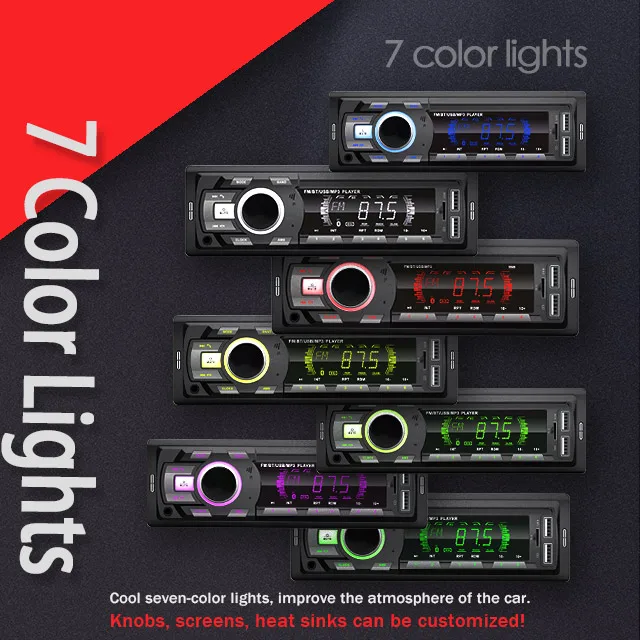 LCD 7388IC Car MP3 player with BT TF 7 colors 2USB support phone change 12V LCD 1din Car audio