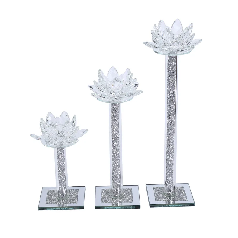 Lotus candle holder crystal glass small candle holder romantic candlelight dinner props western restaurant candle holder