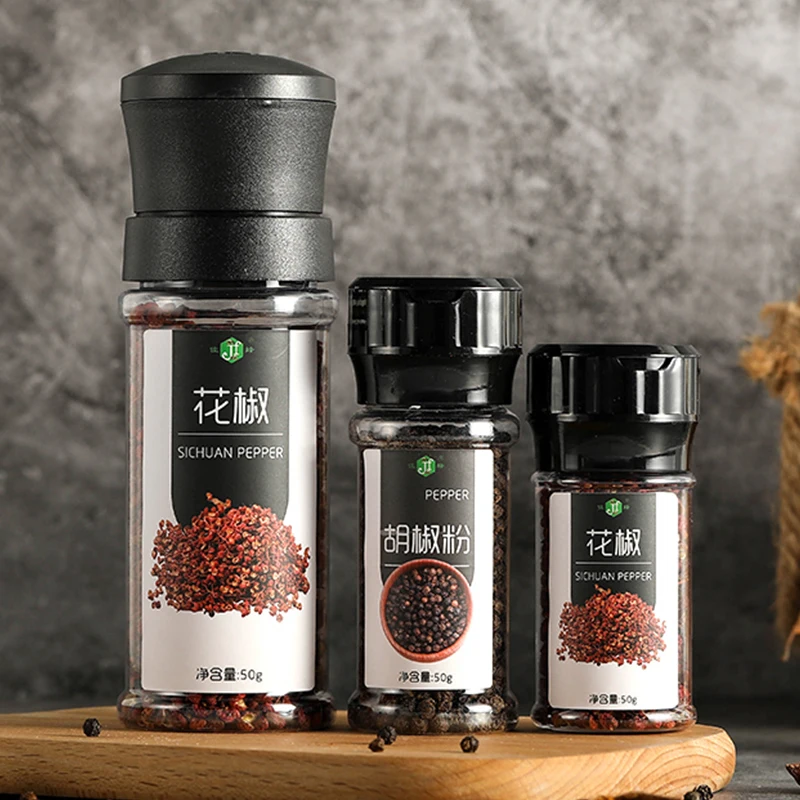 Hot Products 80Ml 90Ml 100Ml 250Ml 225Ml Salt Mill Plastic Spice Bottle Pepper Spice Jars Grinder Mill Set For Kitchen