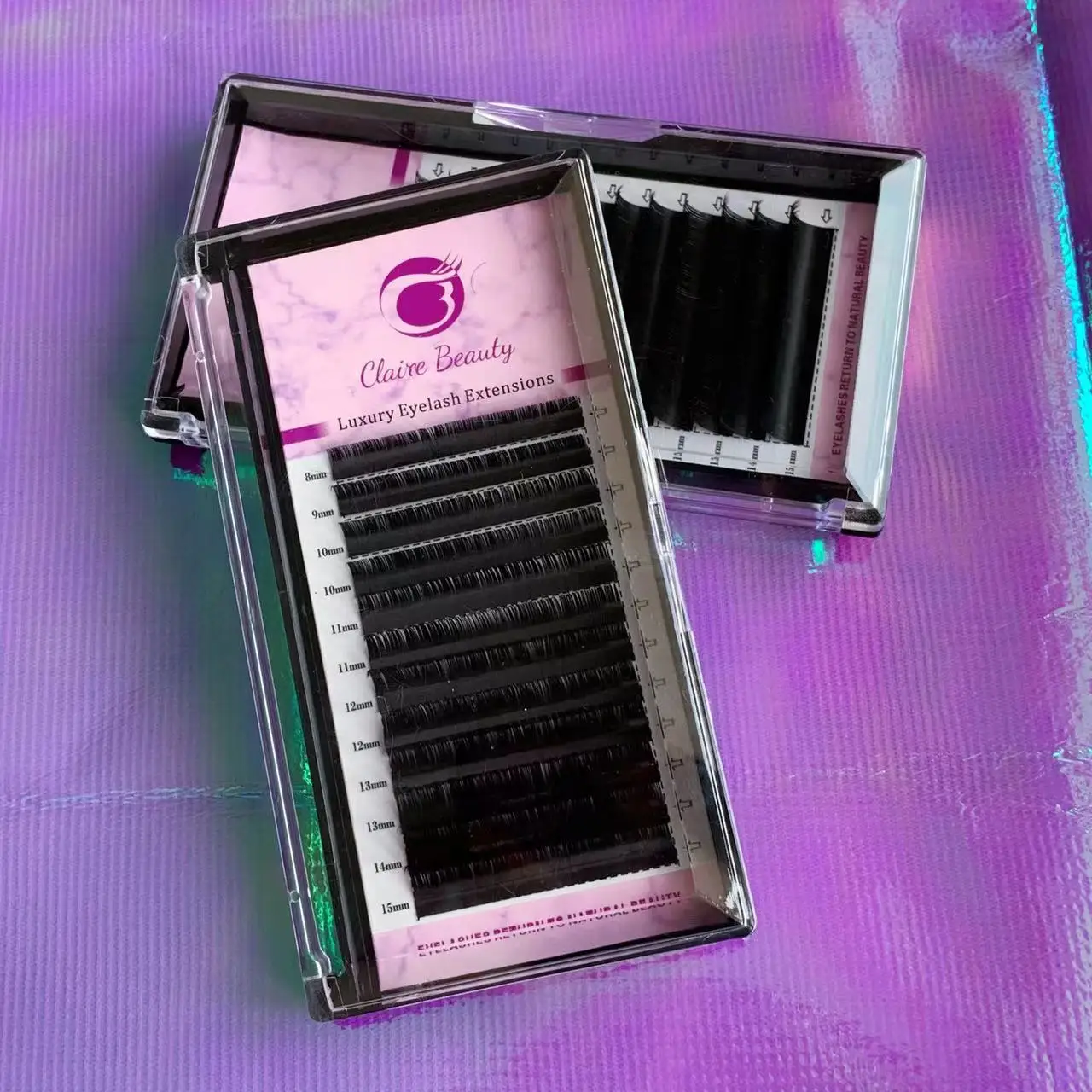 free sample individual trays eyelash extension volume 0.03 0.05 C CC D DD curl mink custom eyelash box matte black lash vendors
