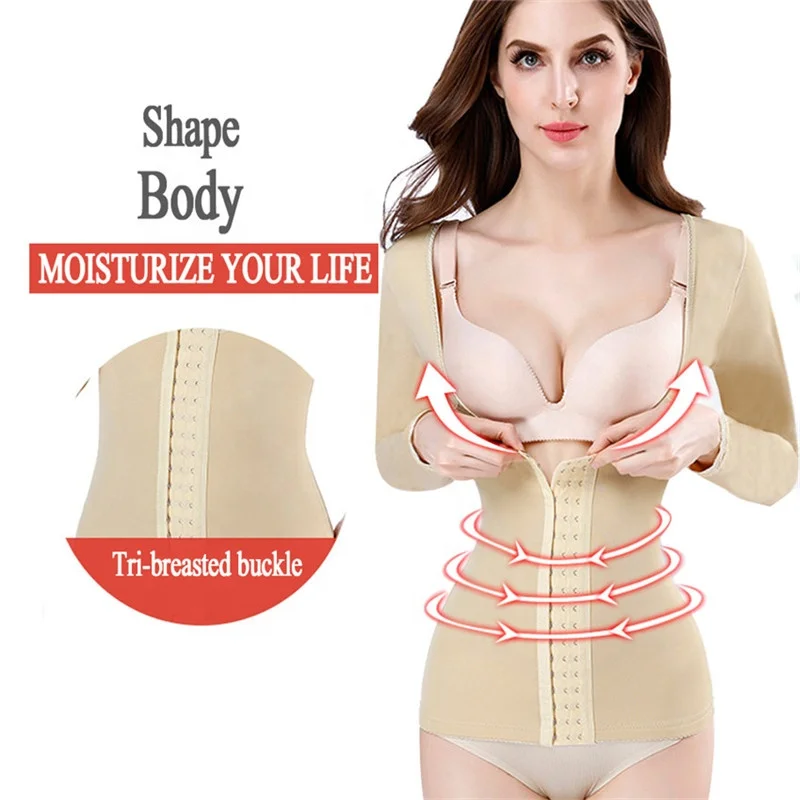 Long Sleeves Compression Slimming Vest Weight Loss Waist Trainer Tummy Control Arm Shapewear for Women