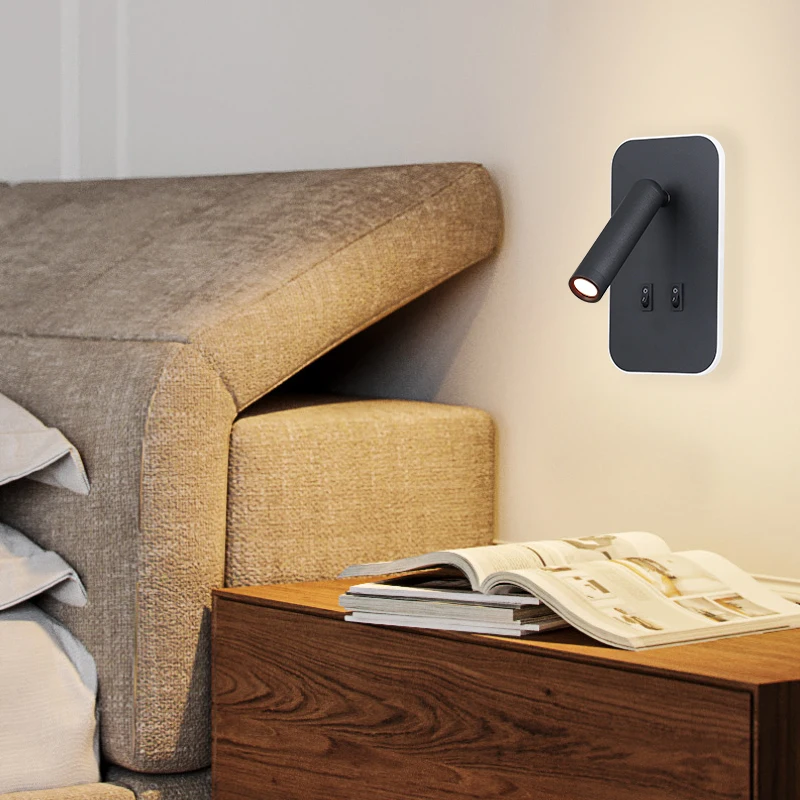 Modern luxury Indoor Hotel Room bedroom mounted 3W Wall Lamp Adjustable bedside reading Led Wall Light